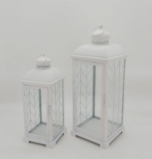 Metal Lanterns Simple European Style Iron Candle Holders with Clear Glass, For Home and Garden Decorations