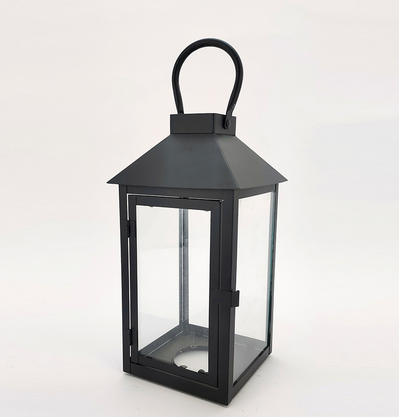 Metal Lanterns Simple European Style Iron Candle Holders with Clear Glass, For Home and Garden Decorations JL012553