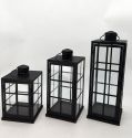 Metal Lanterns Simple European Style Iron Candle Holders with Clear Glass, For Home and Garden Decorations