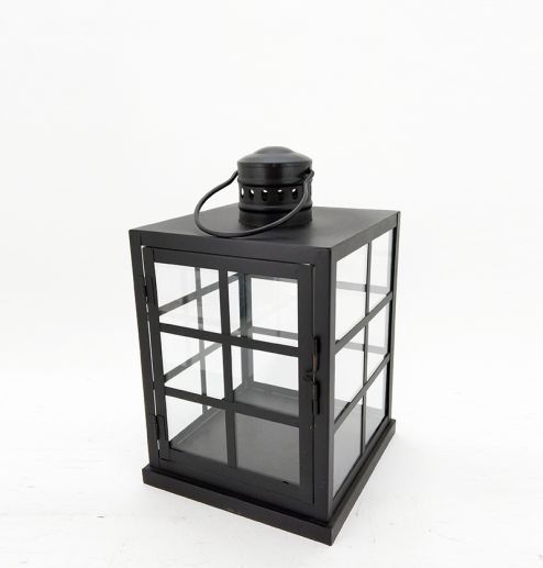 Metal Lanterns Simple European Style Iron Candle Holders with Clear Glass, For Home and Garden Decorations