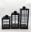 Metal Lanterns Simple European Style Iron Candle Holders with Clear Glass, For Home and Garden Decorations