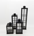 Metal Lanterns Simple European Style Iron Candle Holders with Clear Glass, For Home and Garden Decorations