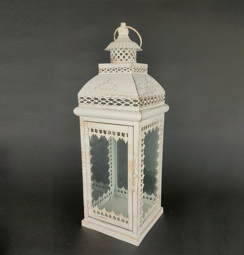 Metal Lanterns Simple European Style Iron Candle Holders with Clear Glass, For Home and Garden Decorations JL012575