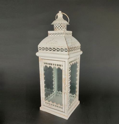 Metal Lanterns Simple European Style Iron Candle Holders with Clear Glass, For Home and Garden Decorations