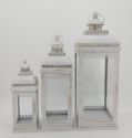 Metal Lanterns Simple European Style Iron Candle Holders with Clear Glass, For Home and Garden Decorations