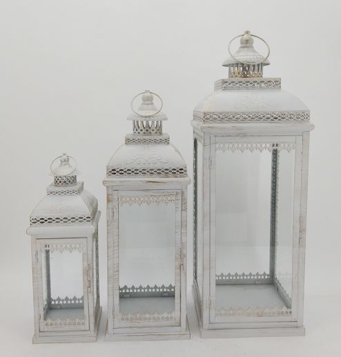 Metal Lanterns Simple European Style Iron Candle Holders with Clear Glass, For Home and Garden Decorations