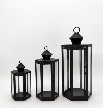 Metal Lanterns Simple European Style Iron Candle Holders with Clear Glass, For Home and Garden Decorations JL012602