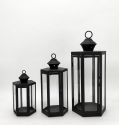 Metal Lanterns Simple European Style Iron Candle Holders with Clear Glass, For Home and Garden Decorations