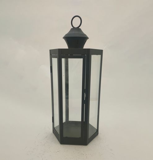 Metal Lanterns Simple European Style Iron Candle Holders with Clear Glass, For Home and Garden Decorations
