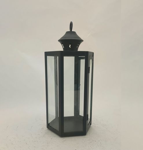 Metal Lanterns Simple European Style Iron Candle Holders with Clear Glass, For Home and Garden Decorations