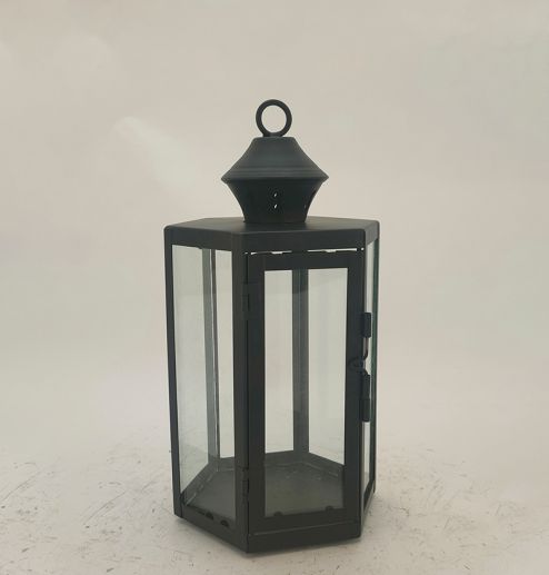 Metal Lanterns Simple European Style Iron Candle Holders with Clear Glass, For Home and Garden Decorations