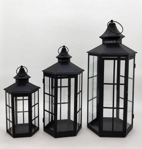 Set of 3 High Quality Popular Large Big Lantern Garden Decoration Lantern Led Candle Lantern