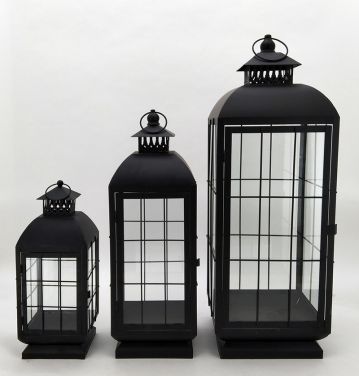 Metal Lanterns Simple European Style Iron Candle Holders with Clear Glass, For Home and Garden Decorations JL012605