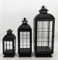 Metal Lanterns Simple European Style Iron Candle Holders with Clear Glass, For Home and Garden Decorations