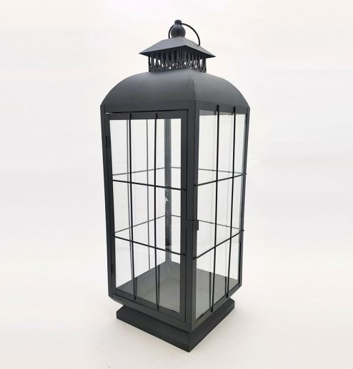 Metal Lanterns Simple European Style Iron Candle Holders with Clear Glass, For Home and Garden Decorations