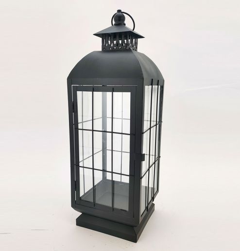 Metal Lanterns Simple European Style Iron Candle Holders with Clear Glass, For Home and Garden Decorations