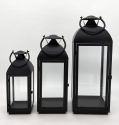 Metal Lanterns Simple European Style Iron Candle Holders with Clear Glass, For Home and Garden Decorations