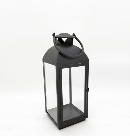 Metal Lanterns Simple European Style Iron Candle Holders with Clear Glass, For Home and Garden Decorations