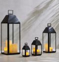 Metal Lanterns Simple European Style Iron Candle Holders with Clear Glass, For Home and Garden Decorations