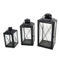 Metal Lanterns Simple European Style Iron Candle Holders with Clear Glass, For Home and Garden Decorations