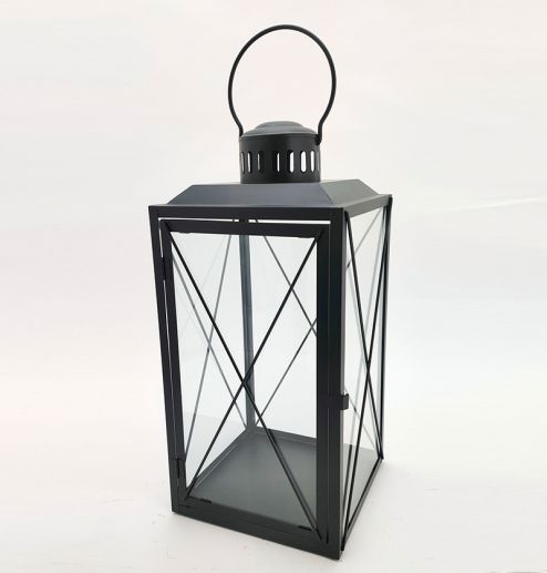 Metal Lanterns Simple European Style Iron Candle Holders with Clear Glass, For Home and Garden Decorations