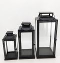 Metal Lanterns Simple European Style Iron Candle Holders with Clear Glass, For Home and Garden Decorations