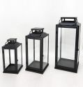 Metal Lanterns Simple European Style Iron Candle Holders with Clear Glass, For Home and Garden Decorations