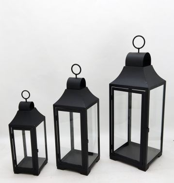 Metal Lanterns Simple European Style Iron Candle Holders with Clear Glass, For Home and Garden Decorations JL012645