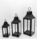 Metal Lanterns Simple European Style Iron Candle Holders with Clear Glass, For Home and Garden Decorations