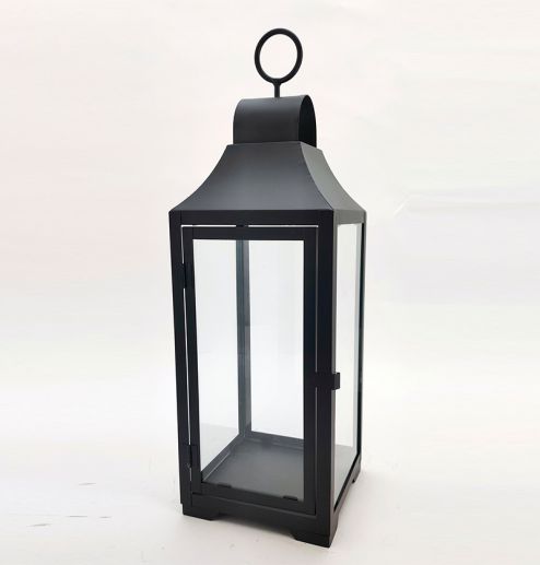 Metal Lanterns Simple European Style Iron Candle Holders with Clear Glass, For Home and Garden Decorations