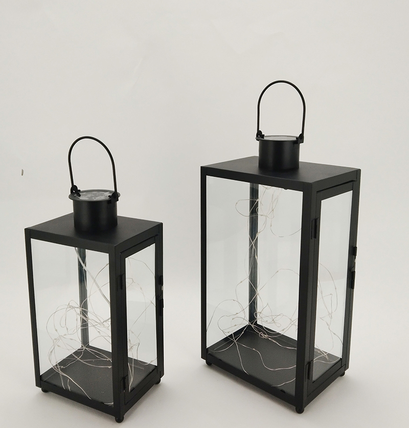 Metal Lanterns Simple European Style Iron Candle Holders with Clear Glass, For Home and Garden Decorations JL012648