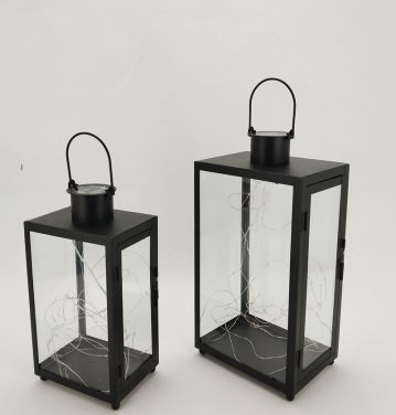Metal Lanterns Simple European Style Iron Candle Holders with Clear Glass, For Home and Garden Decorations JL012648