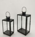 Metal Lanterns Simple European Style Iron Candle Holders with Clear Glass, For Home and Garden Decorations