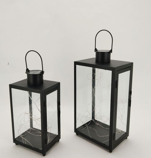 Metal Lanterns Simple European Style Iron Candle Holders with Clear Glass, For Home and Garden Decorations