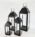 Metal Lanterns Simple European Style Iron Candle Holders with Clear Glass, For Home and Garden Decorations