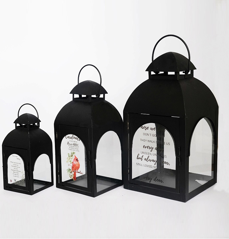 Cage Design Decorative Black Finished Iron Metal Candle Holder Custom Home and Garden Metal Candle Lantern JL012698