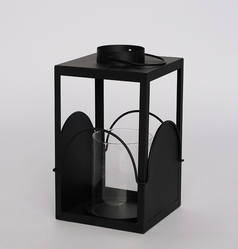 Metal Lanterns Simple European Style Iron Candle Holders with Clear Glass, For Home and Garden Decorations JL012703