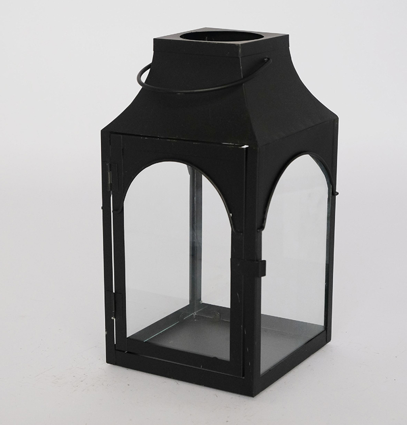 Metal Lanterns Simple European Style Iron Candle Holders with Clear Glass, For Home and Garden Decorations JL012706