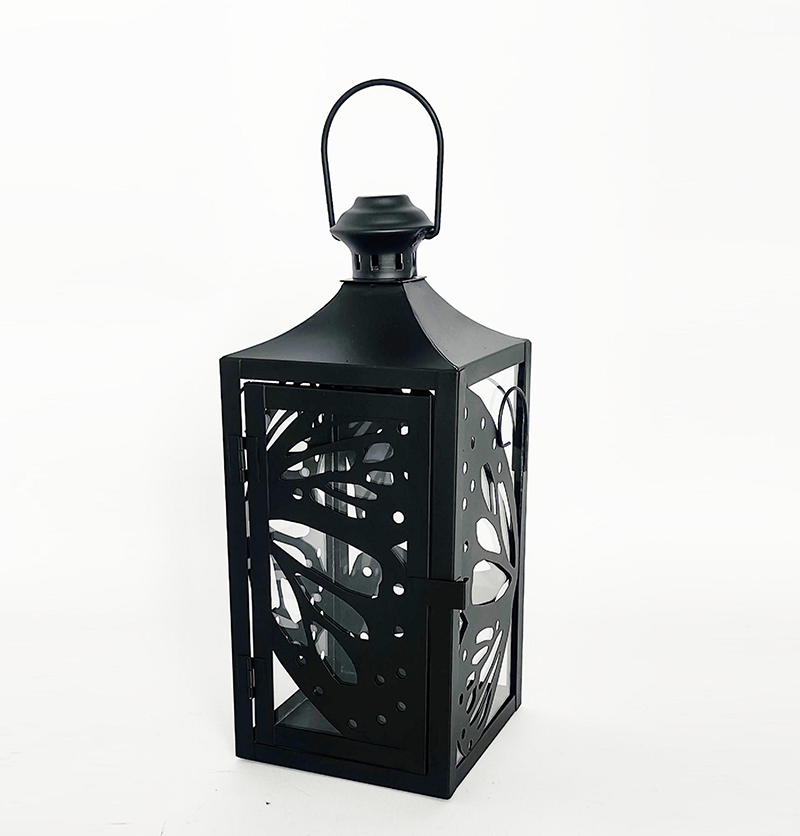 Metal Lanterns Simple European Style Iron Candle Holders with Clear Glass, For Home and Garden Decorations JL012708