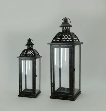 Metal Lanterns Simple European Style Iron Candle Holders with Clear Glass, For Home and Garden Decorations JL012801