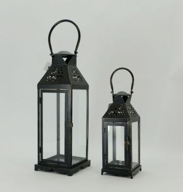 Metal Lanterns Simple European Style Iron Candle Holders with Clear Glass, For Home and Garden Decorations JL012802