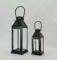 Metal Lanterns Simple European Style Iron Candle Holders with Clear Glass, For Home and Garden Decorations