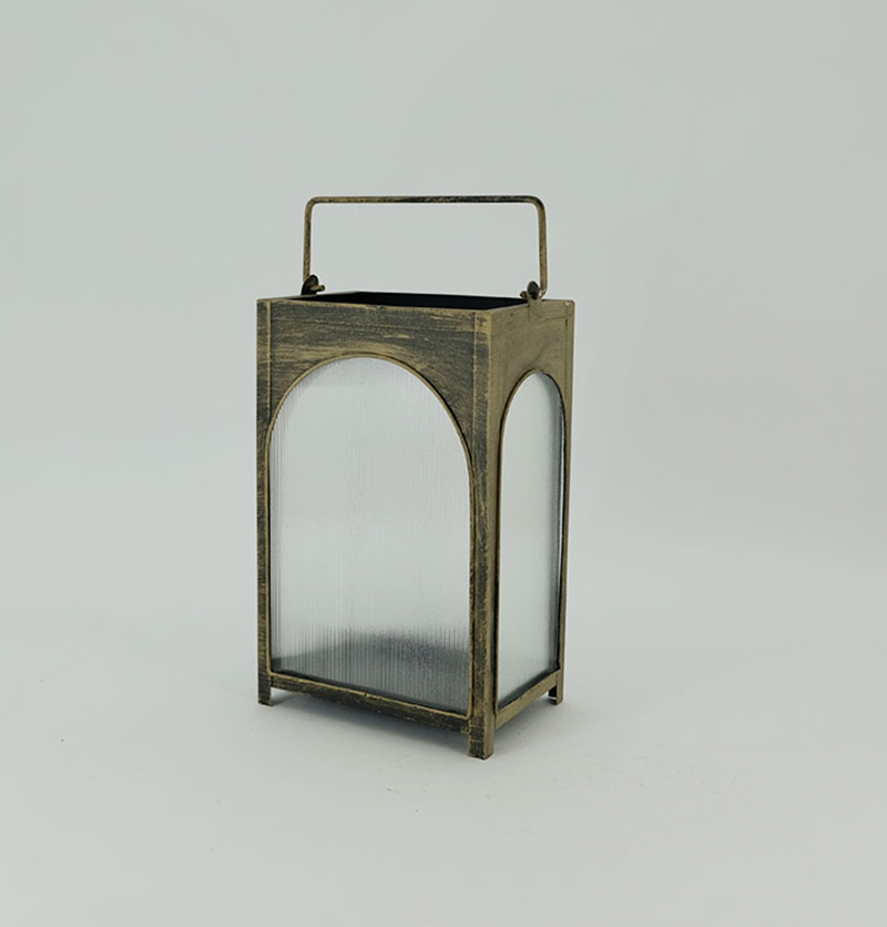Iron Metal Candle Holder and Lantern With Beautiful Gold and Black Colour Creative Design for Dinner & Room Decor JL012811