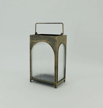 Iron Metal Candle Holder and Lantern With Beautiful Gold and Black Colour Creative Design for Dinner & Room Decor JL012811