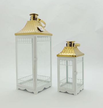 Stainless steel Lanterns Simple European Style Iron Candle Holders with Clear Glass, For Home and Garden Decorations JL050116