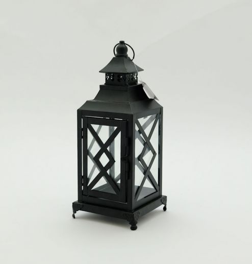 Metal Lanterns Simple European Style Iron Candle Holders with Clear Glass, For Home and Garden Decorations