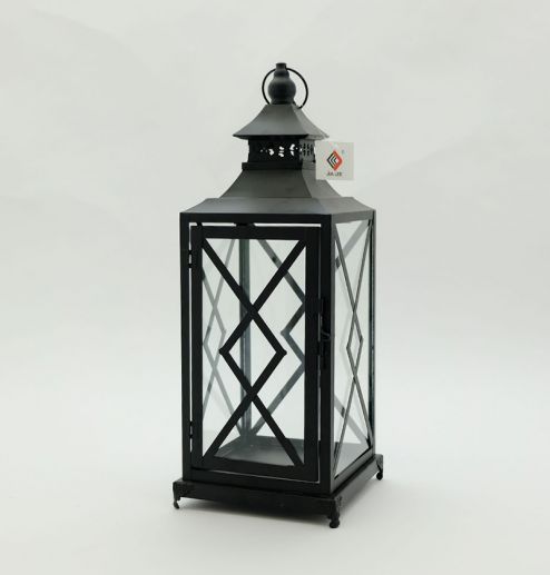 Metal Lanterns Simple European Style Iron Candle Holders with Clear Glass, For Home and Garden Decorations