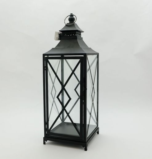 Metal Lanterns Simple European Style Iron Candle Holders with Clear Glass, For Home and Garden Decorations