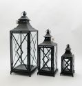 Metal Lanterns Simple European Style Iron Candle Holders with Clear Glass, For Home and Garden Decorations