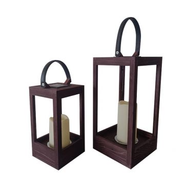 Metal Wind Lanterns Stainless Steel Wooden Candle Holders with Clear Glass Rope Handle Garden Decorations JL060009